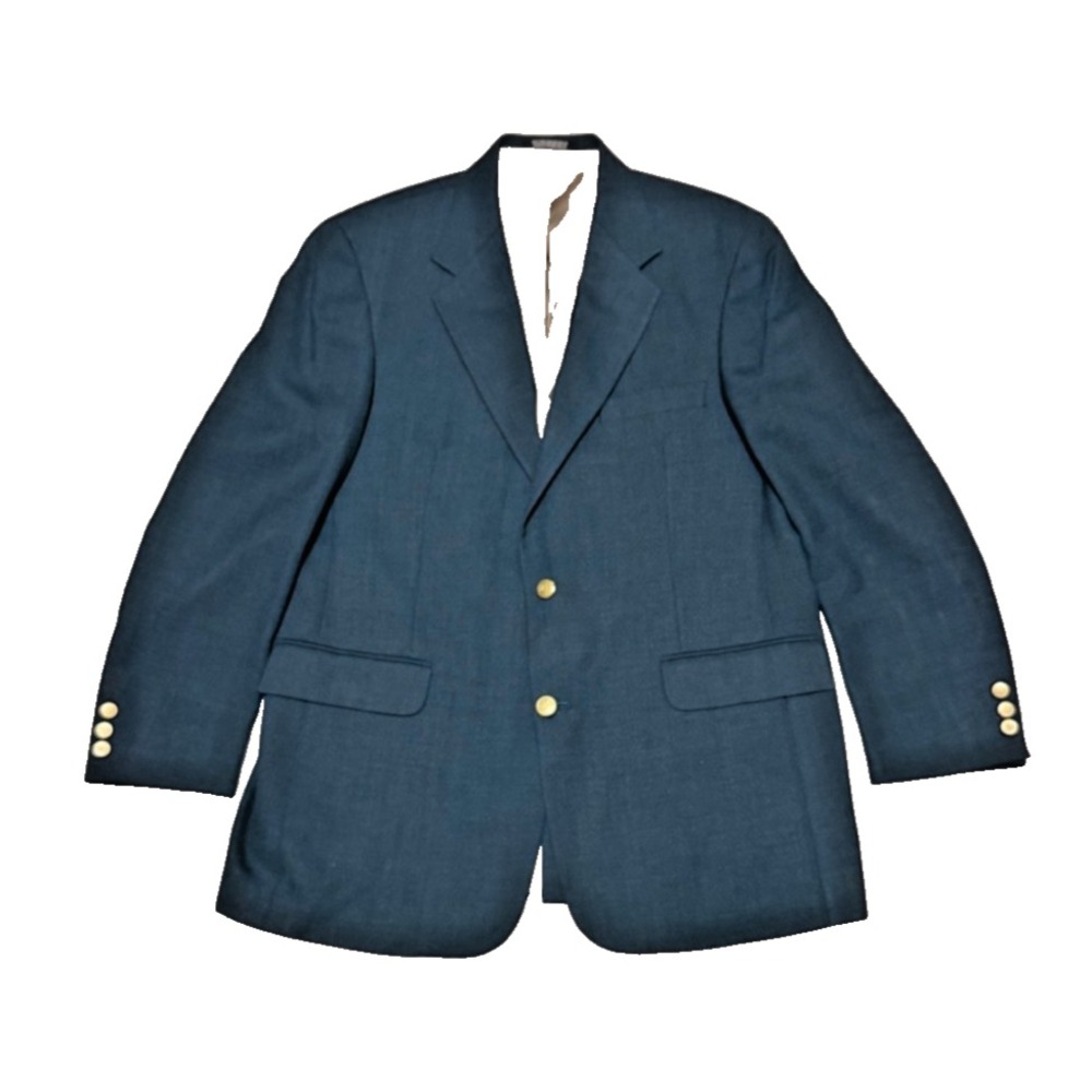 Men's Vintage Stafford Blazer Wool Blend 2-Button Suit Jacket Coat 42R Green